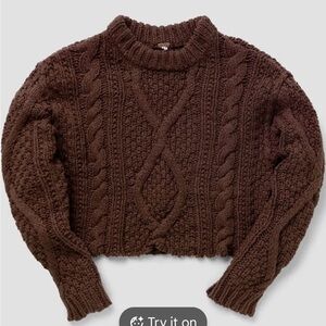 Free People Chocolate Cable Knit Sweater